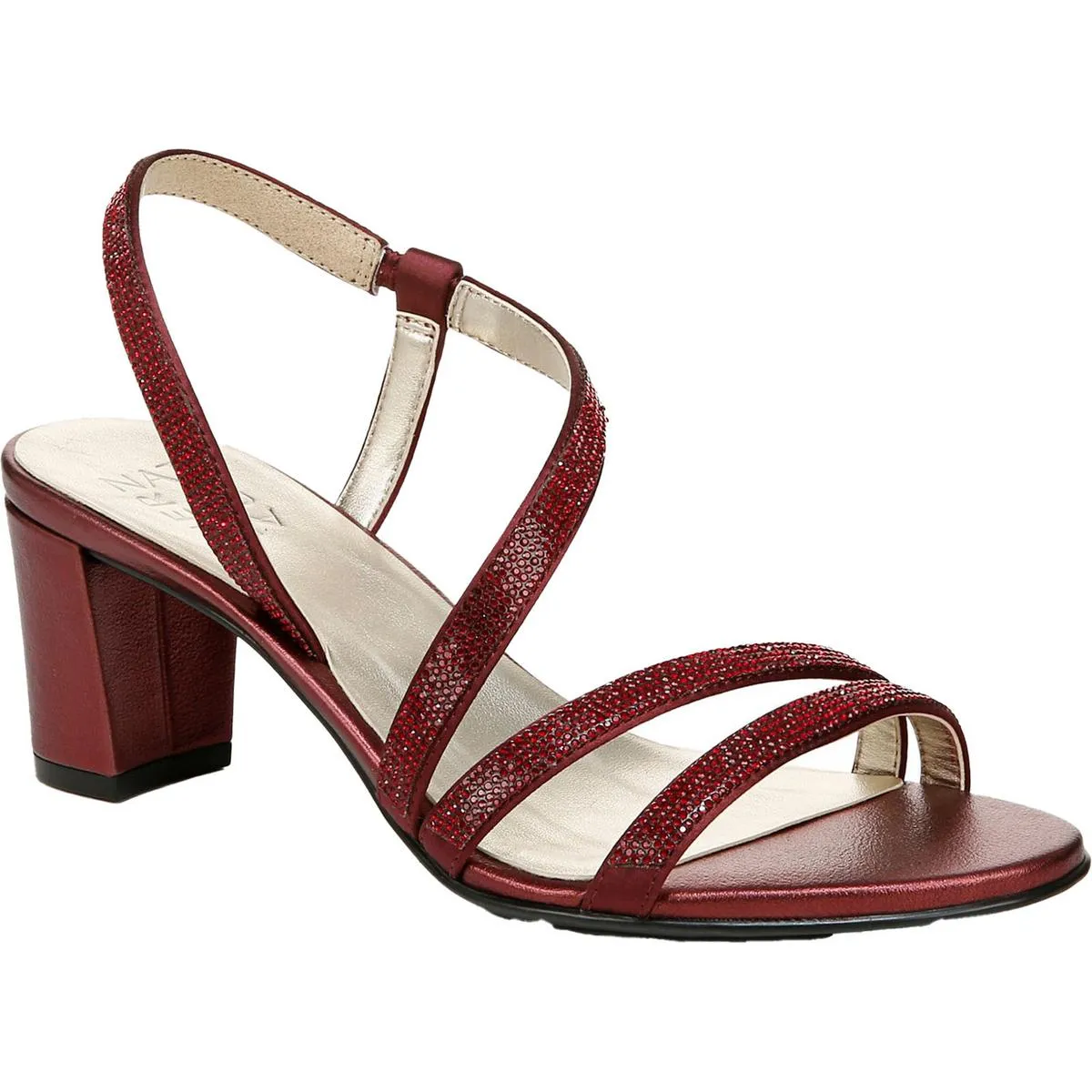 Vanessa 2 Womens Faux Leather Rhinestone Slingback Sandals