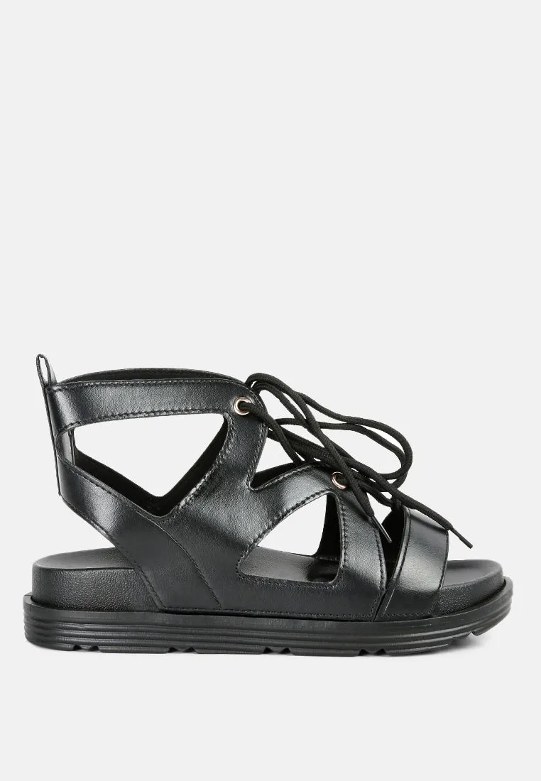 voopret tie-up flat sandals