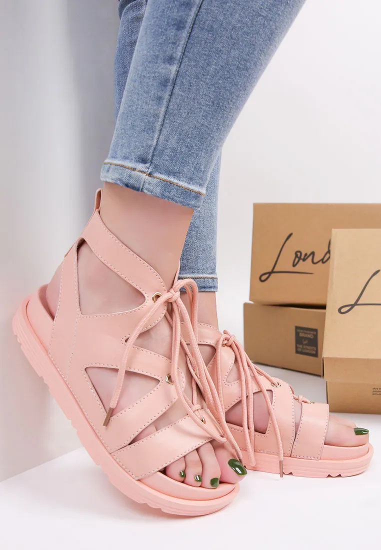 voopret tie-up flat sandals