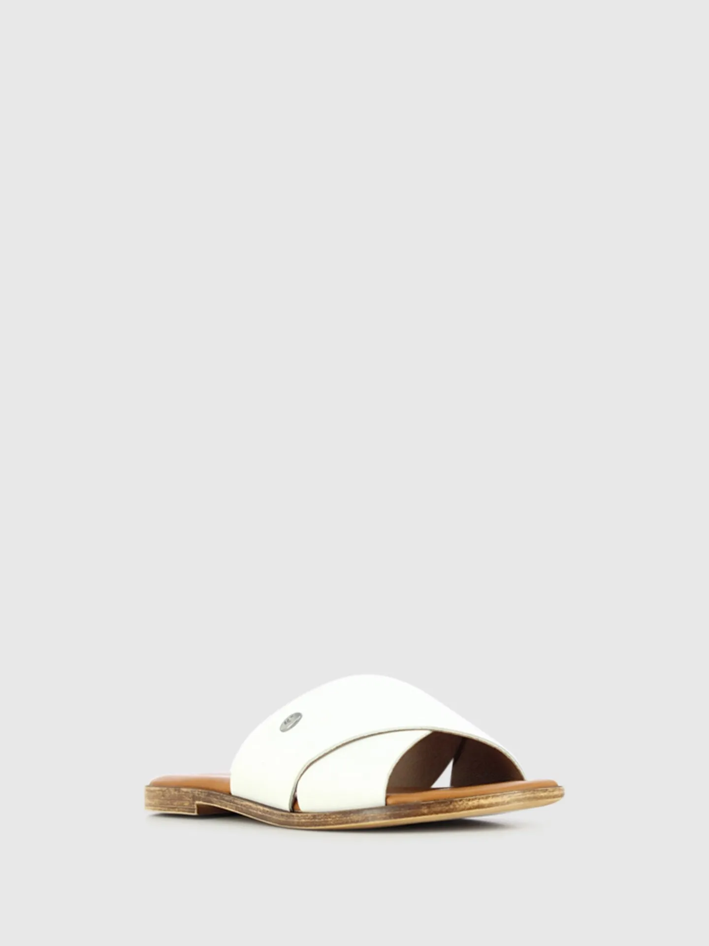 White Leather Slip-on Sandals