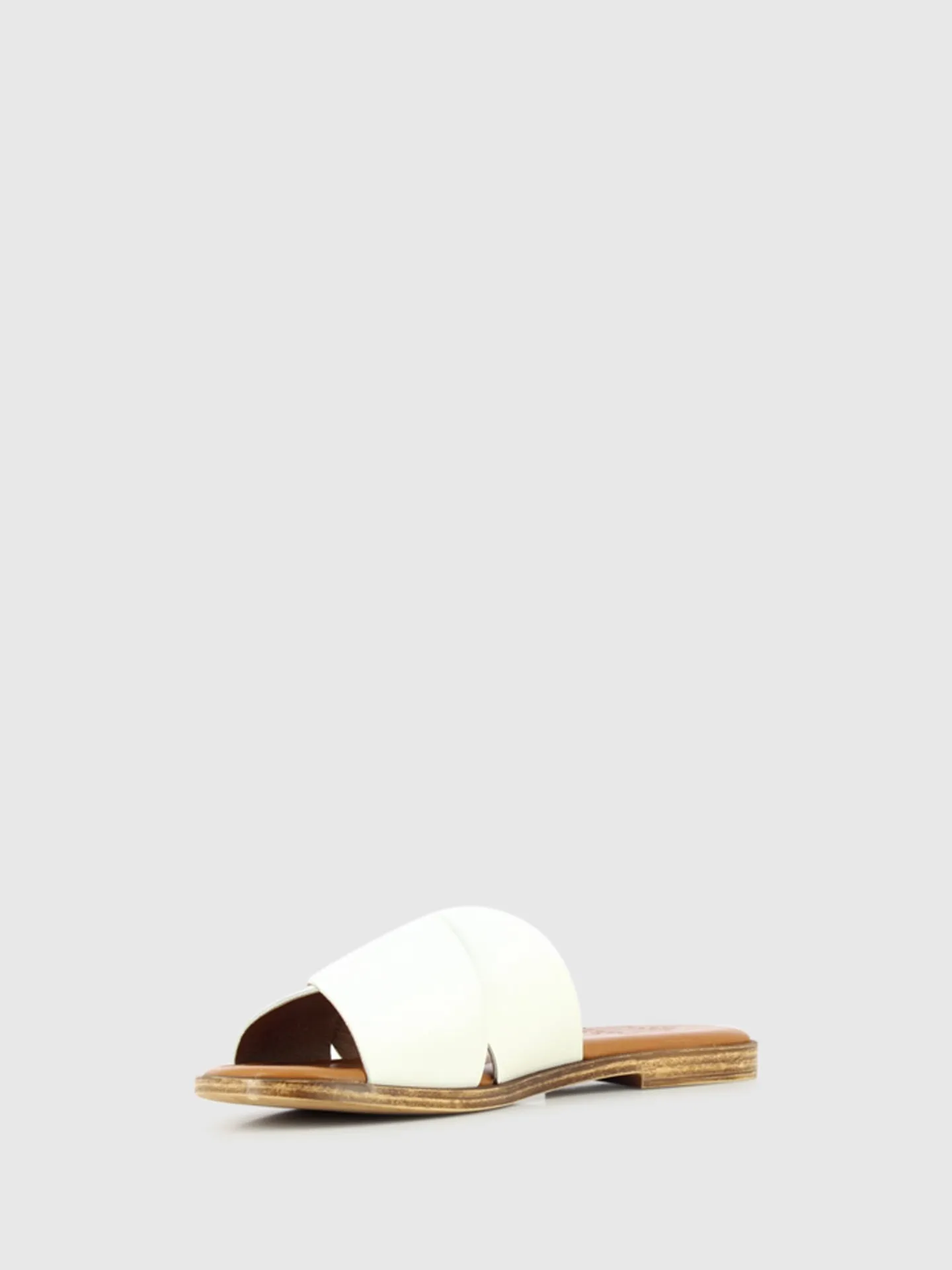 White Leather Slip-on Sandals