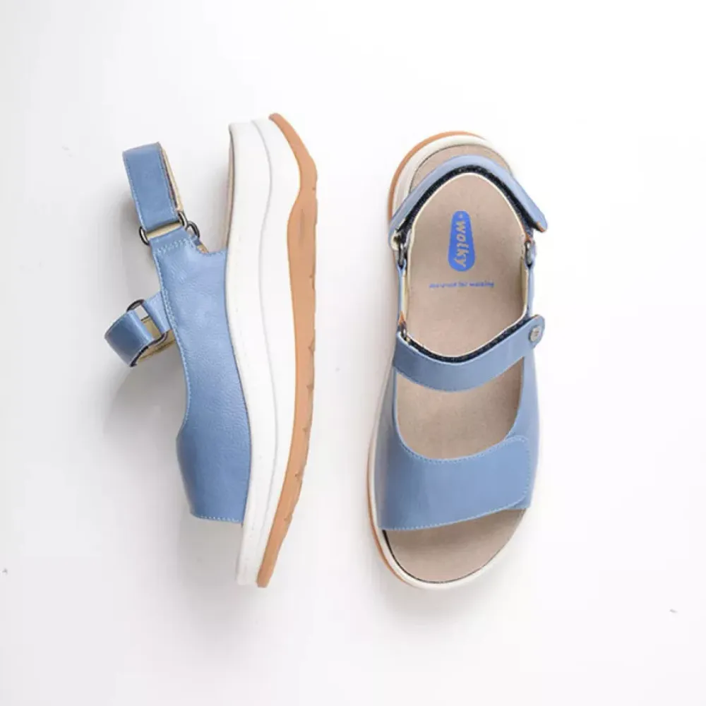Wolky Adura Sky Blue Biocare Leather Sandal (Women's)