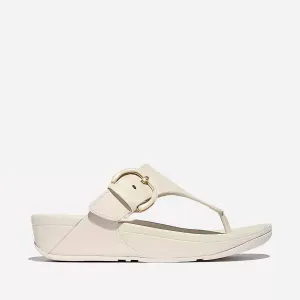 Women Lulu Resin Buckle Leather Toe Post Sandal In Paris Beige