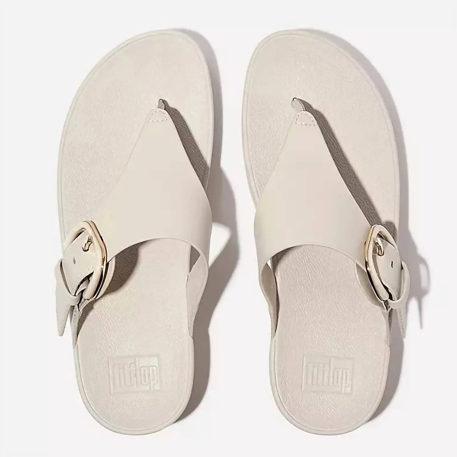 Women Lulu Resin Buckle Leather Toe Post Sandal In Paris Beige