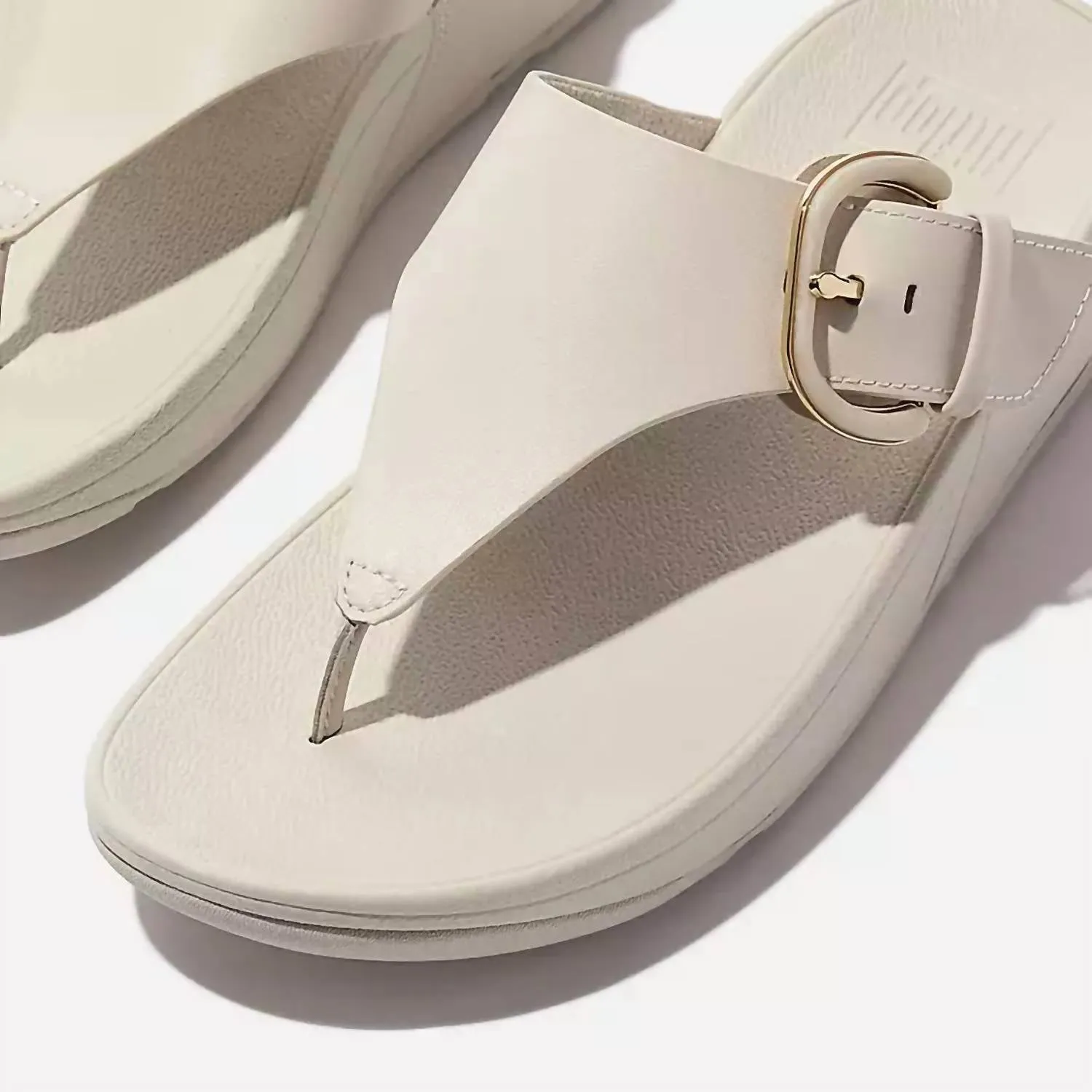 Women Lulu Resin Buckle Leather Toe Post Sandal In Paris Beige