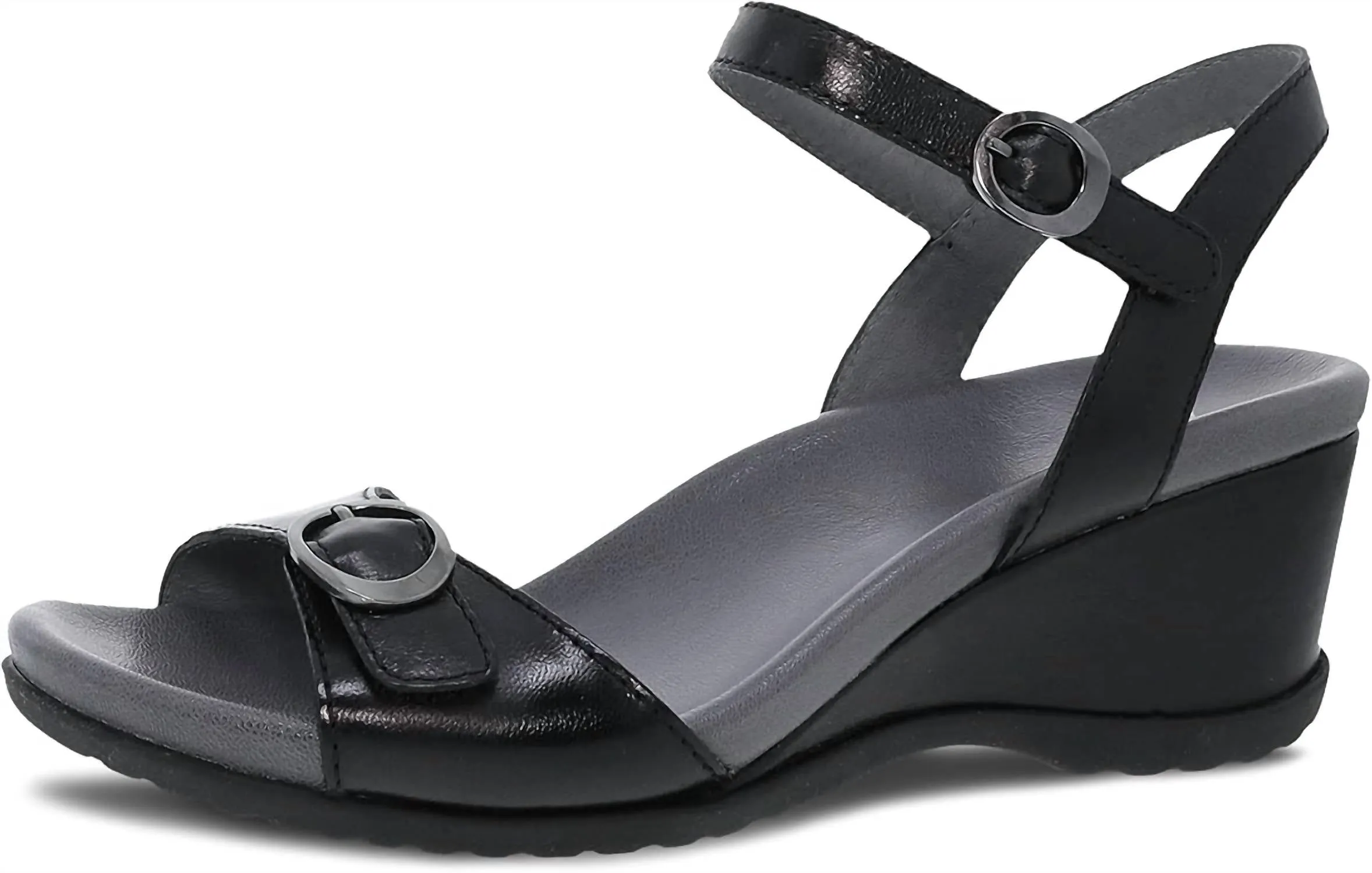 Women's Arielle Wedge Sandal In Black Glazed