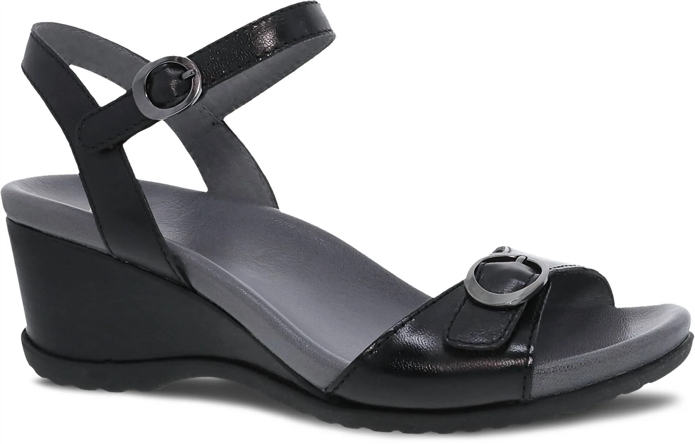 Women's Arielle Wedge Sandal In Black Glazed