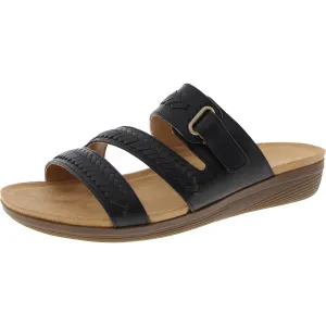 Womens Braided Faux Leather Wedge Sandals