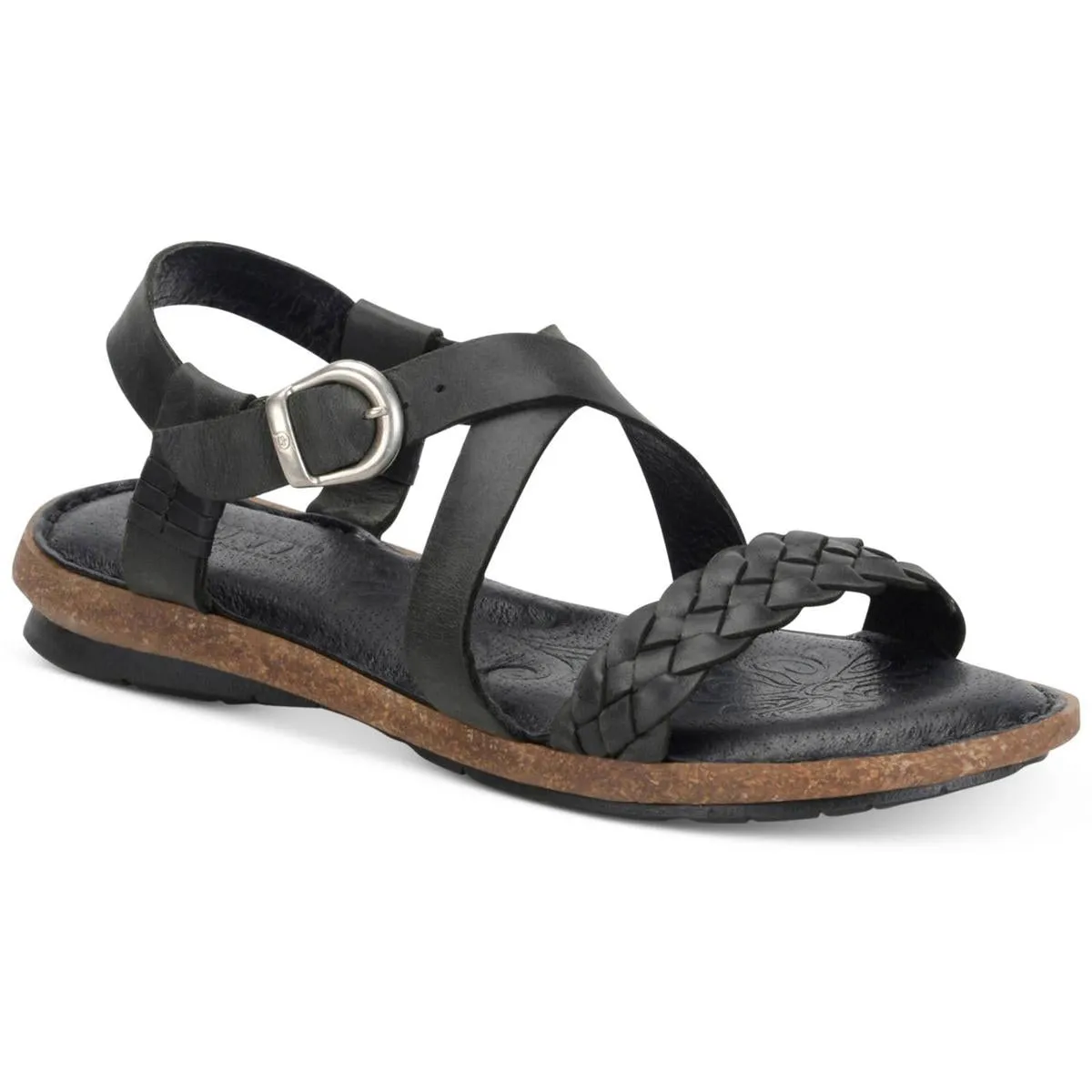 Womens Braided Leather Flatform Sandals