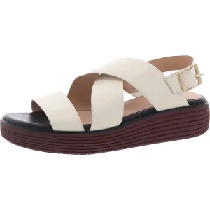 Womens Buckle Faux Leather Flatform Sandals