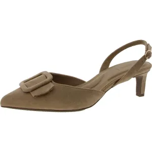 Womens Buckle Faux Suede Slingback Sandals