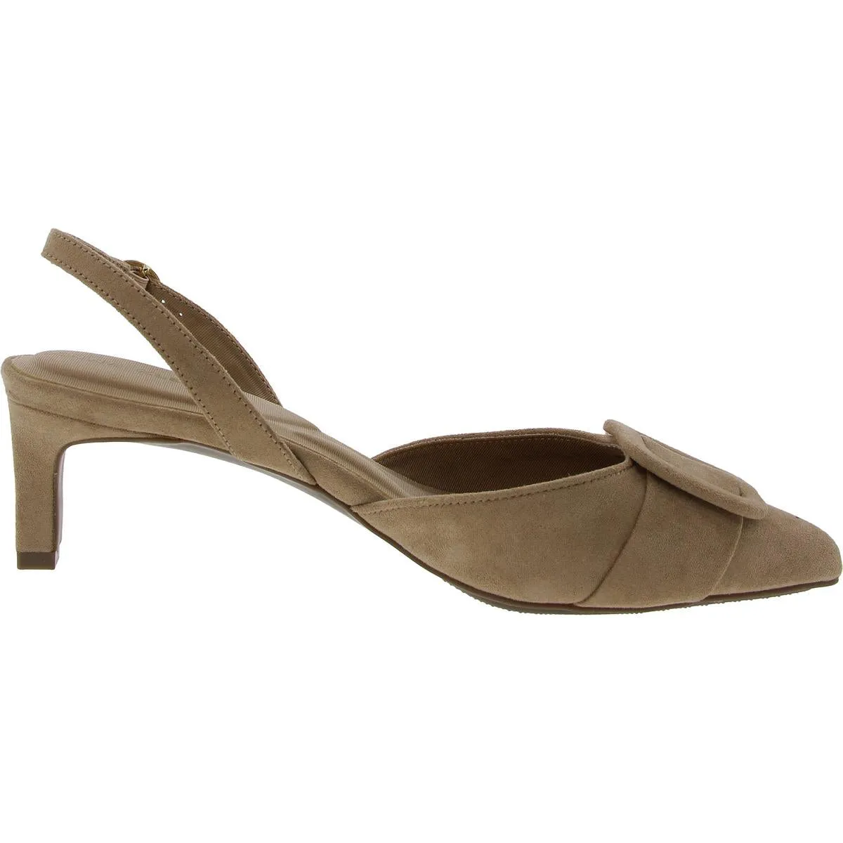 Womens Buckle Faux Suede Slingback Sandals