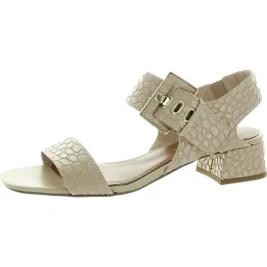Womens Buckle Leather Block Heel