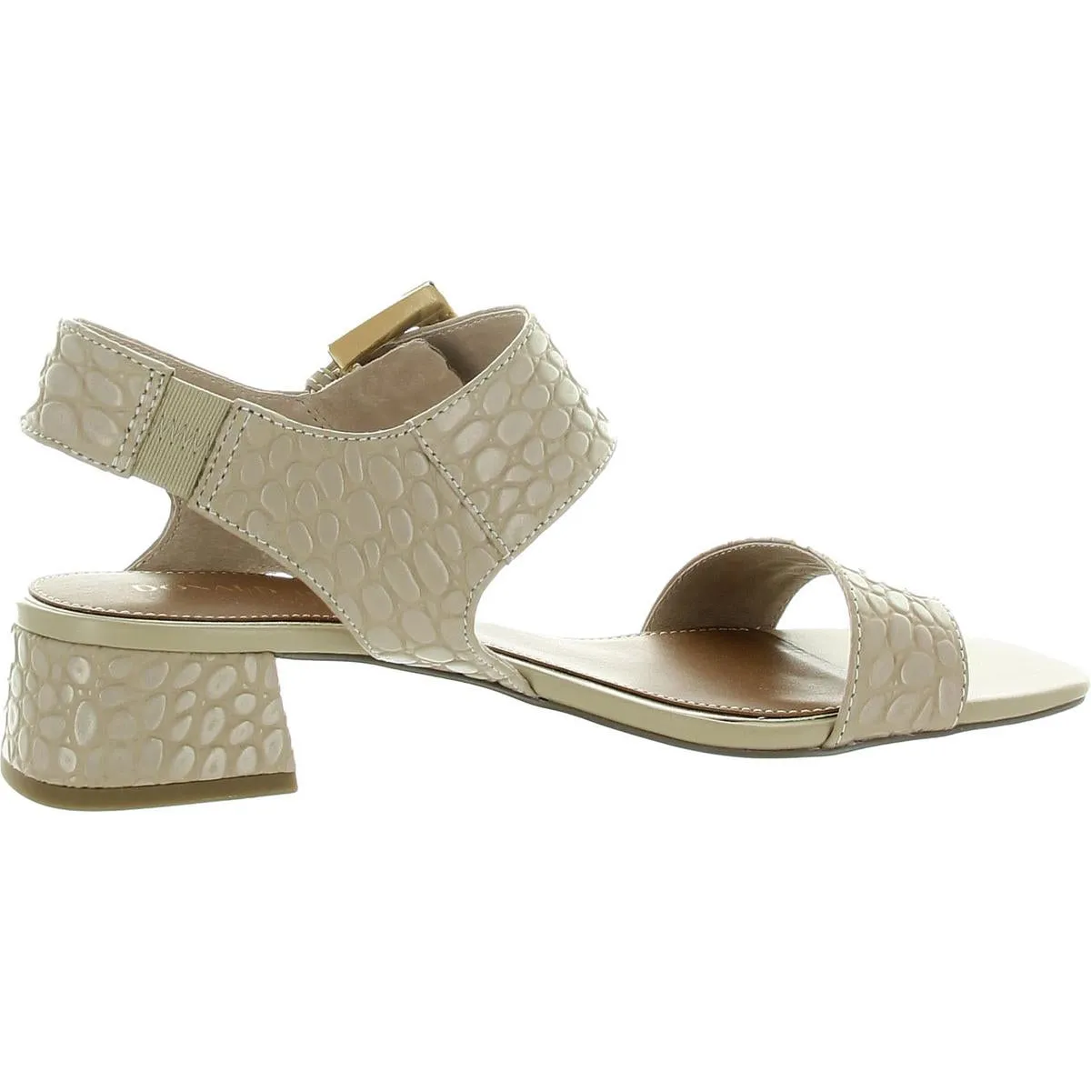 Womens Buckle Leather Block Heel