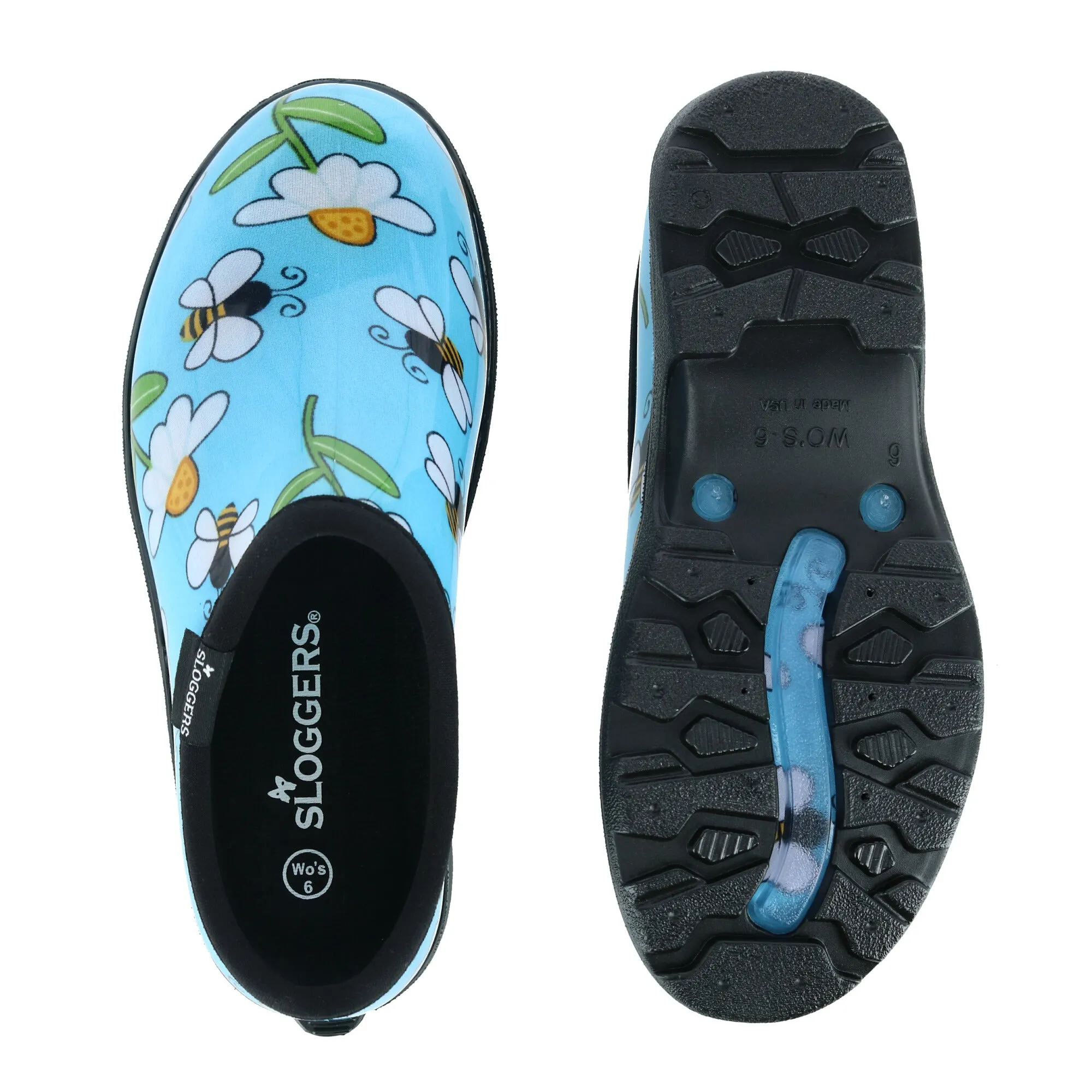 Women's Bumble Bee and Flower Print Rain and Garden Shoes