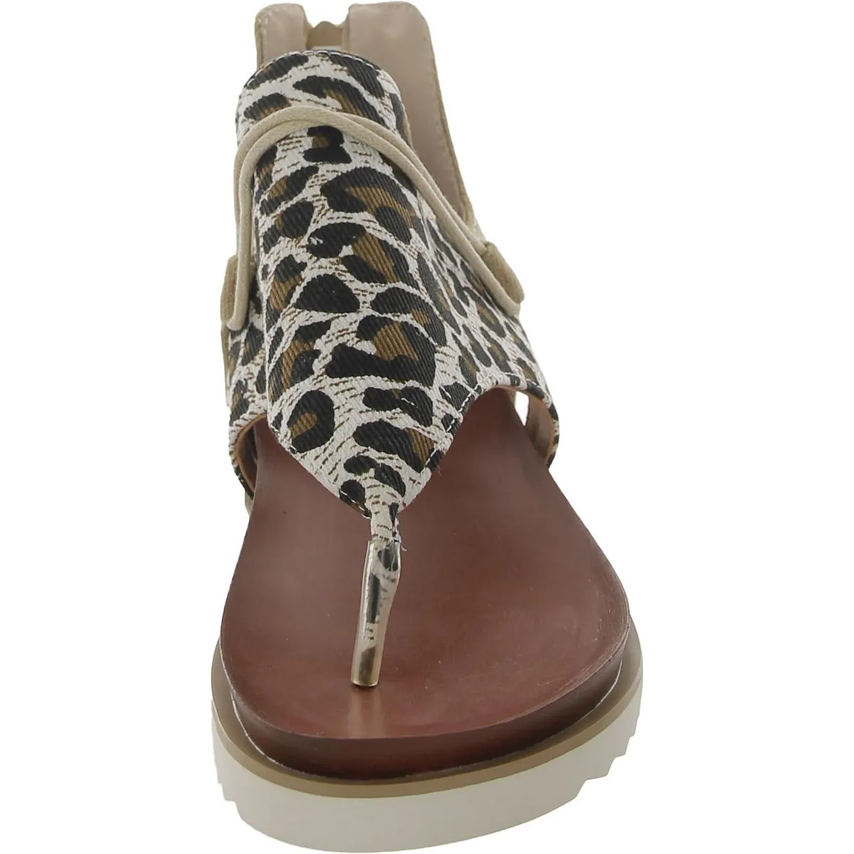 Womens Canvas Leopard Print Thong Sandals