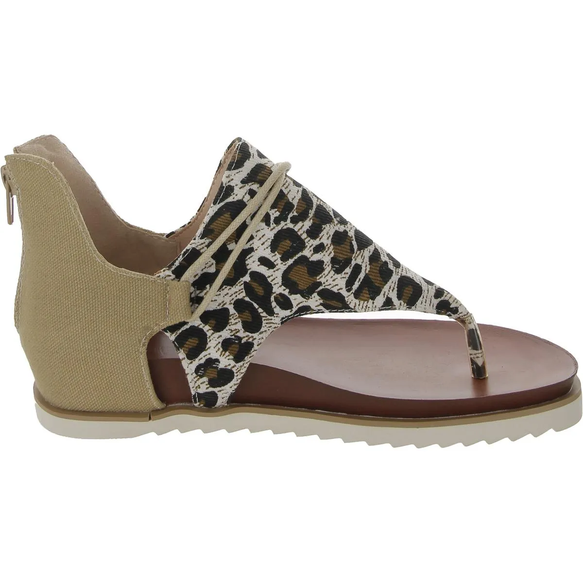 Womens Canvas Leopard Print Thong Sandals