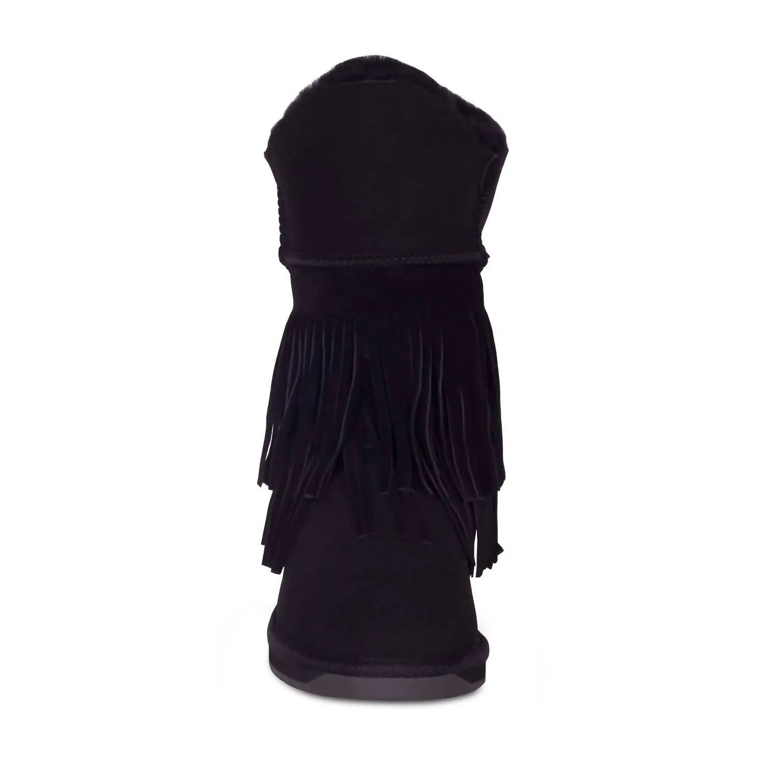 Women's Classic Fringed Sheepskin Boot In Black