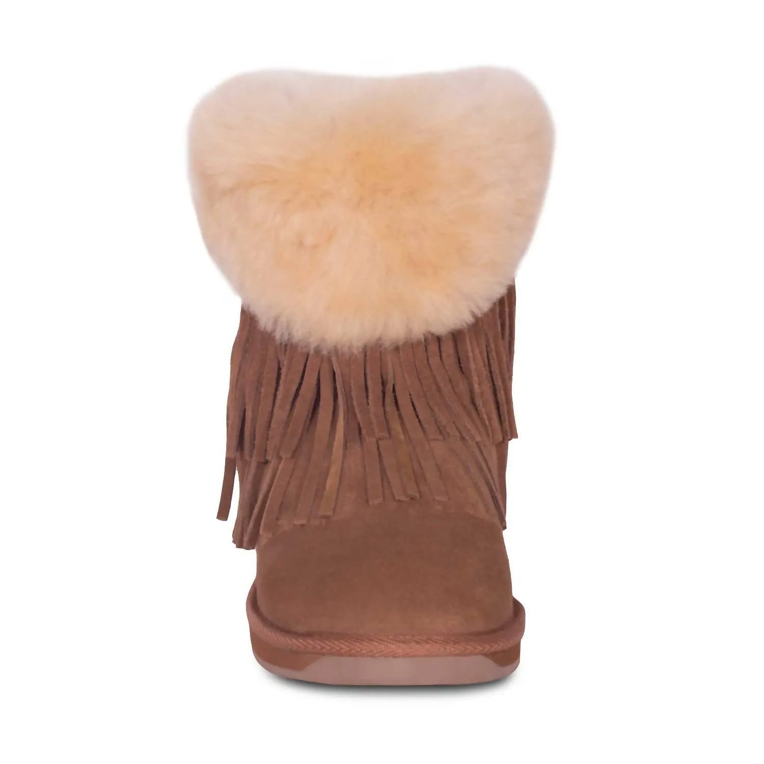 Women's Classic Fringed Sheepskin Boot In Chestnut
