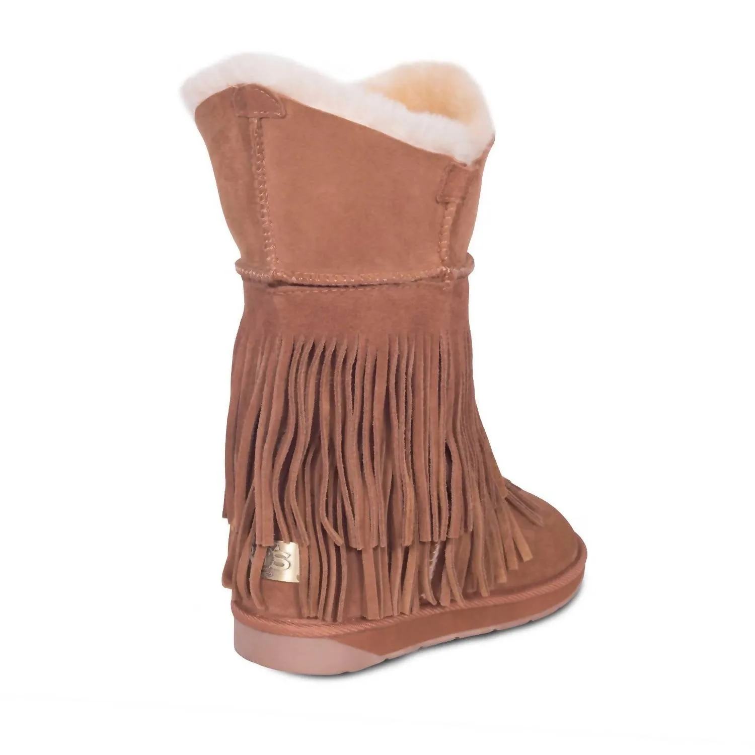 Women's Classic Fringed Sheepskin Boot In Chestnut