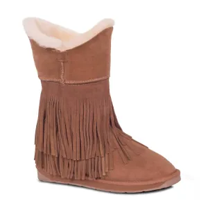 Women's Classic Fringed Sheepskin Boot In Chestnut