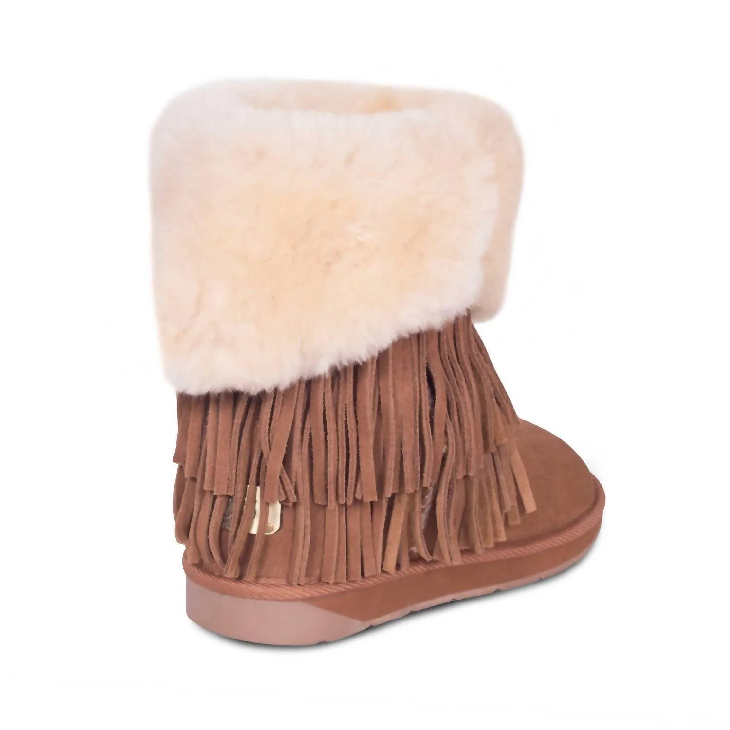Women's Classic Fringed Sheepskin Boot In Chestnut