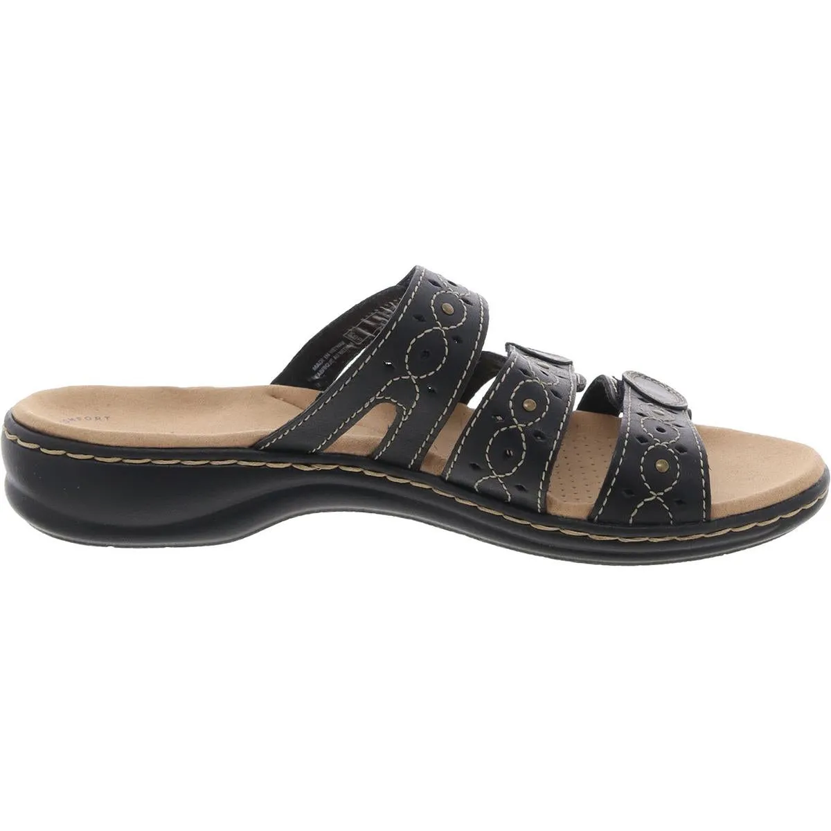 Womens Comfort Insole Leather Slide Sandals
