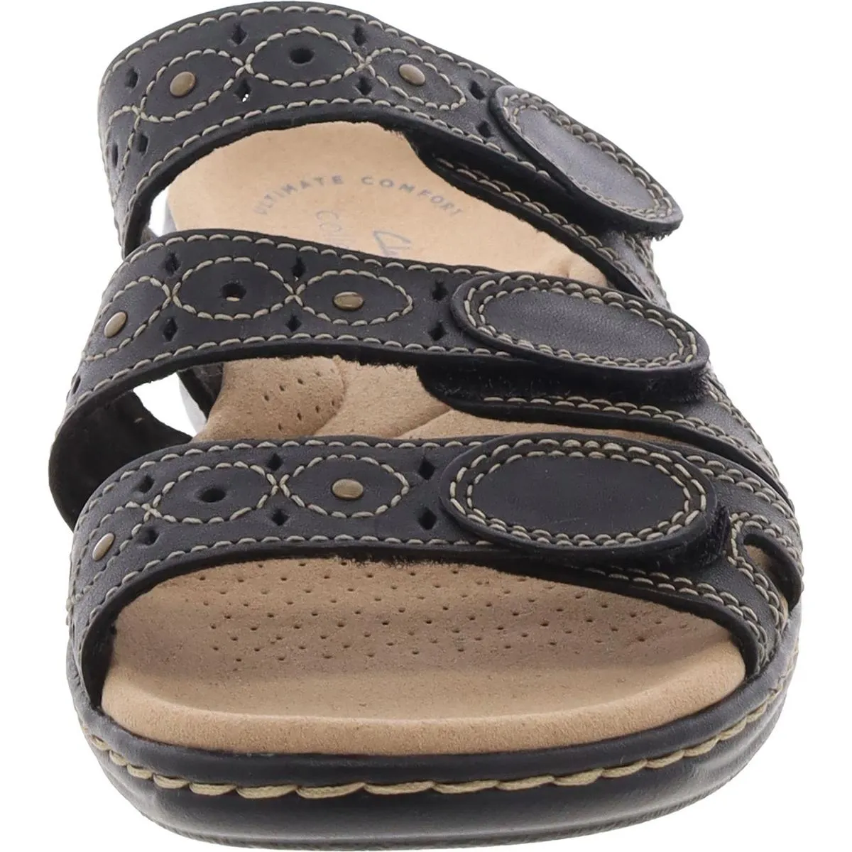 Womens Comfort Insole Leather Slide Sandals