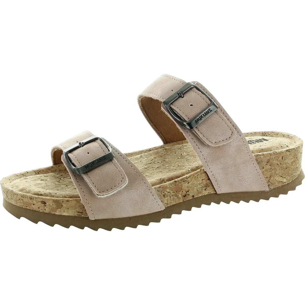 Womens Cork Faux Leather Slide Sandals