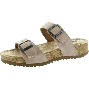 Womens Cork Faux Leather Slide Sandals