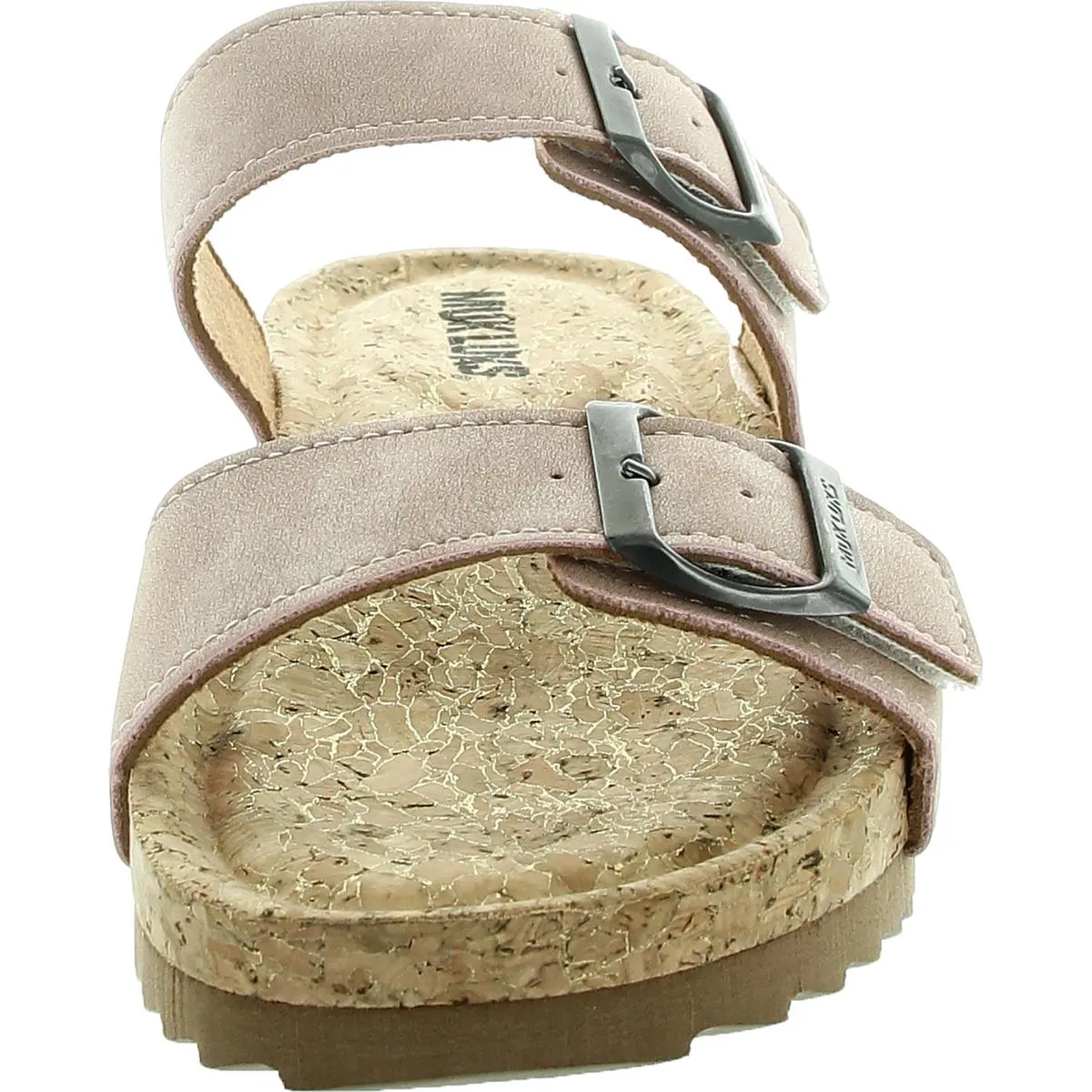 Womens Cork Faux Leather Slide Sandals