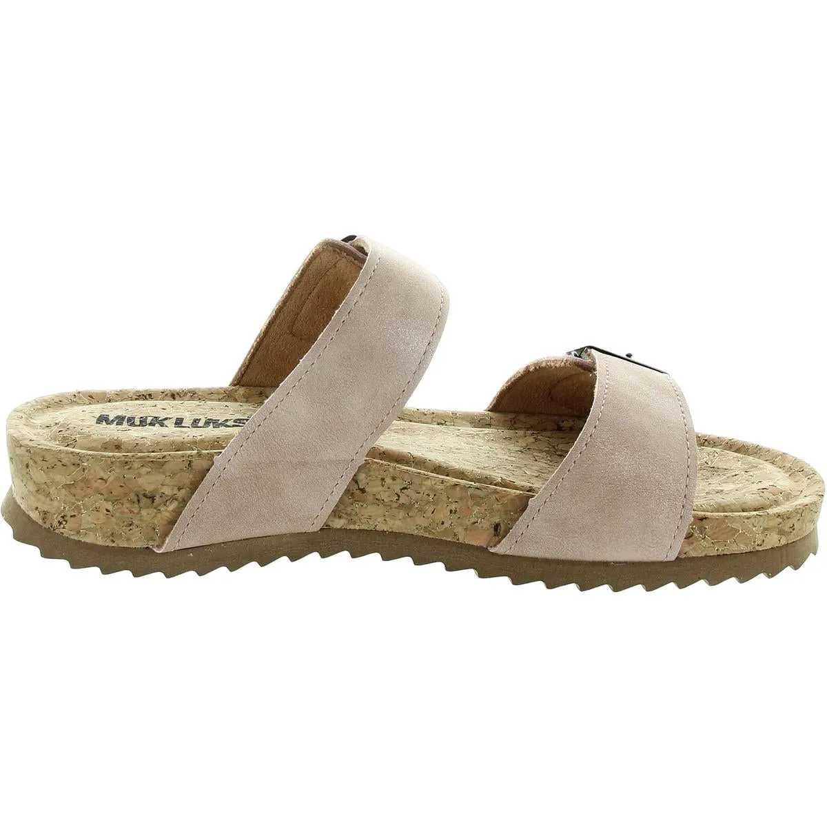 Womens Cork Faux Leather Slide Sandals