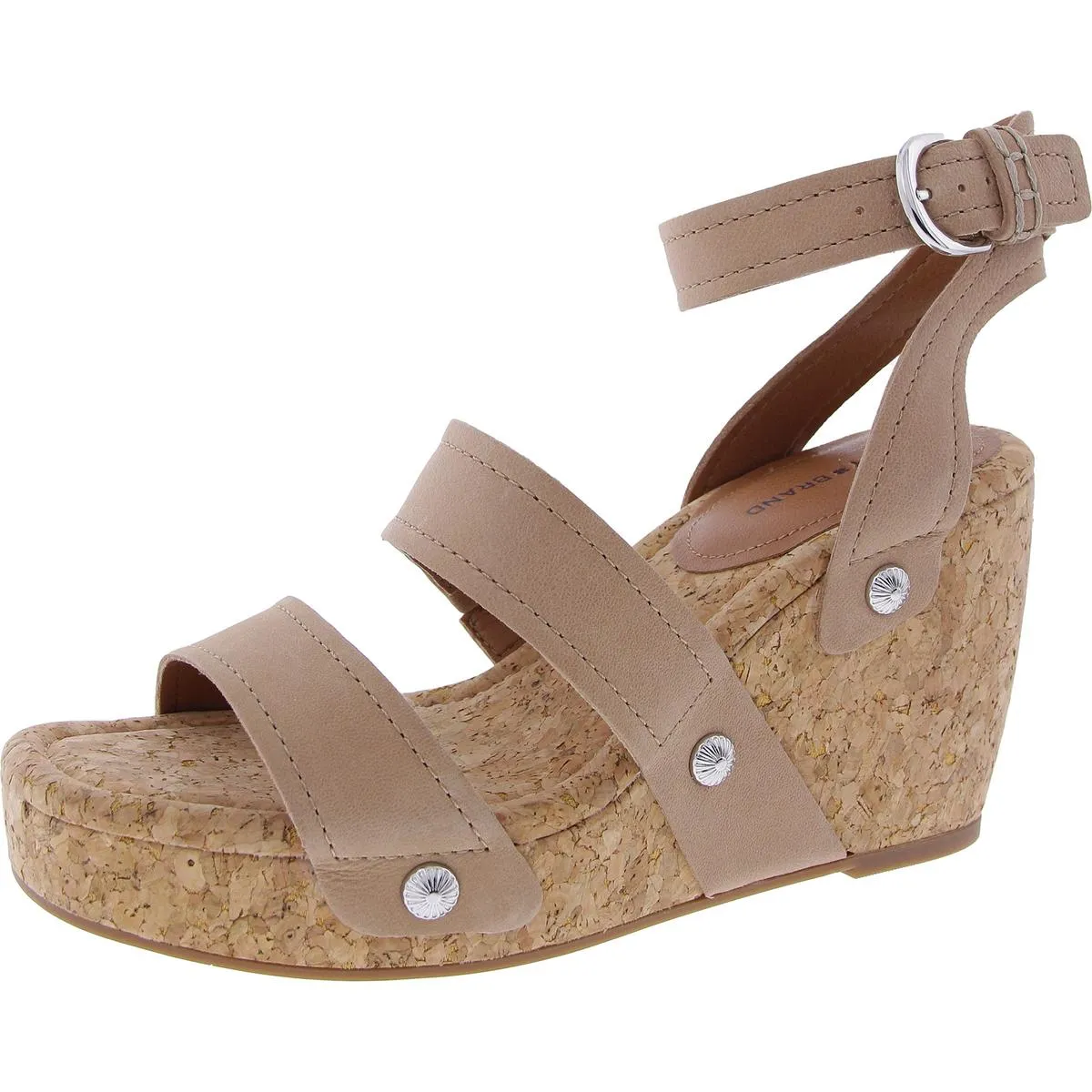 Womens Cork Leather Strappy Sandals