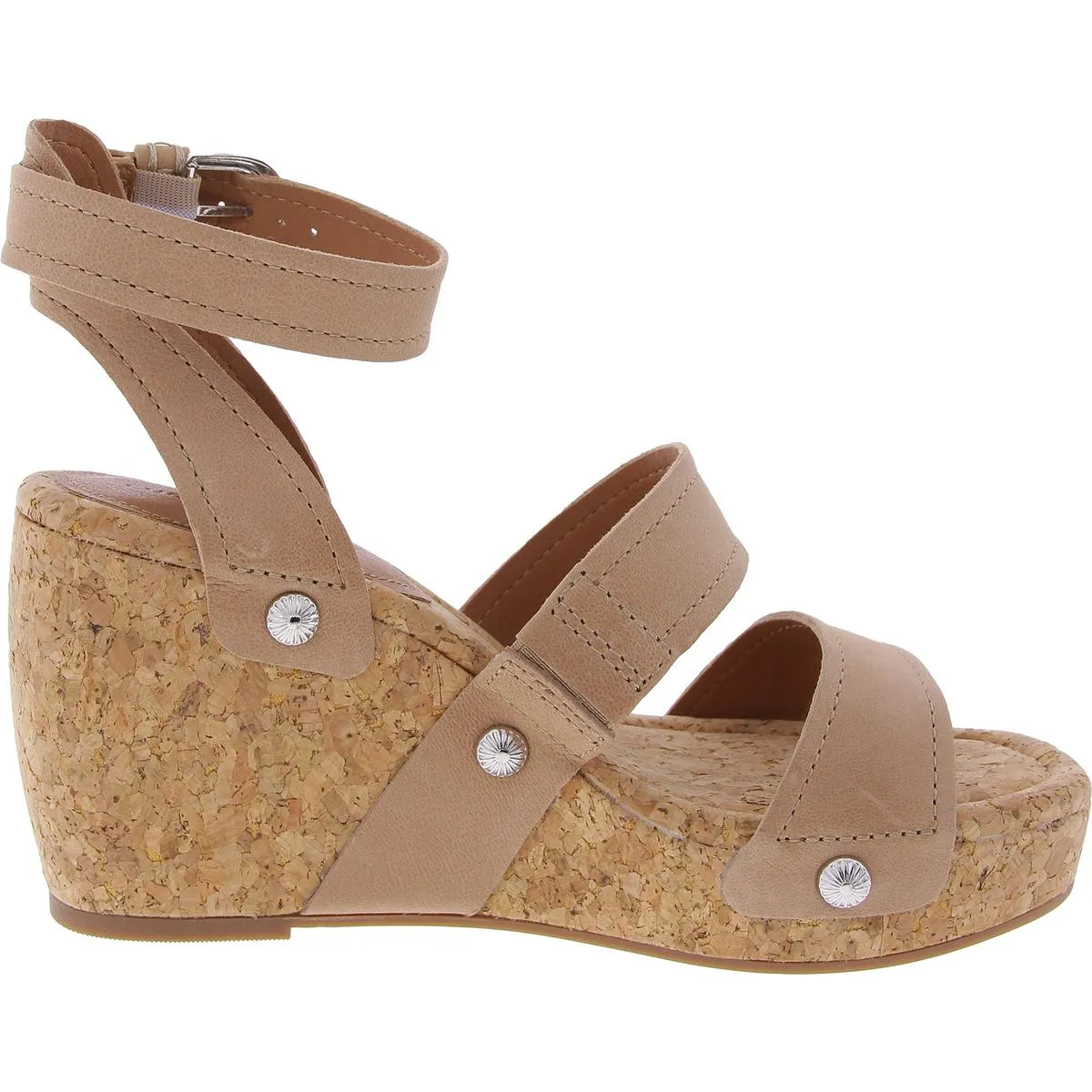 Womens Cork Leather Strappy Sandals