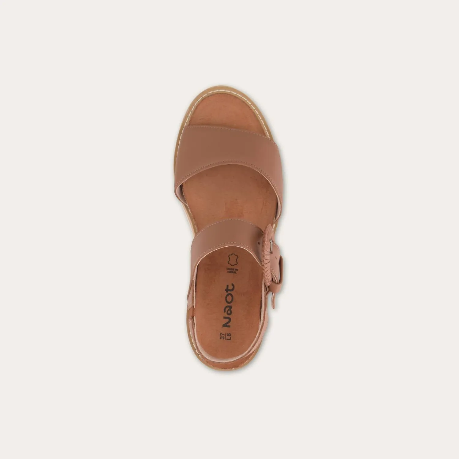 Women's Crepe Leather Sandals In Caramel Leather With Camel Sole
