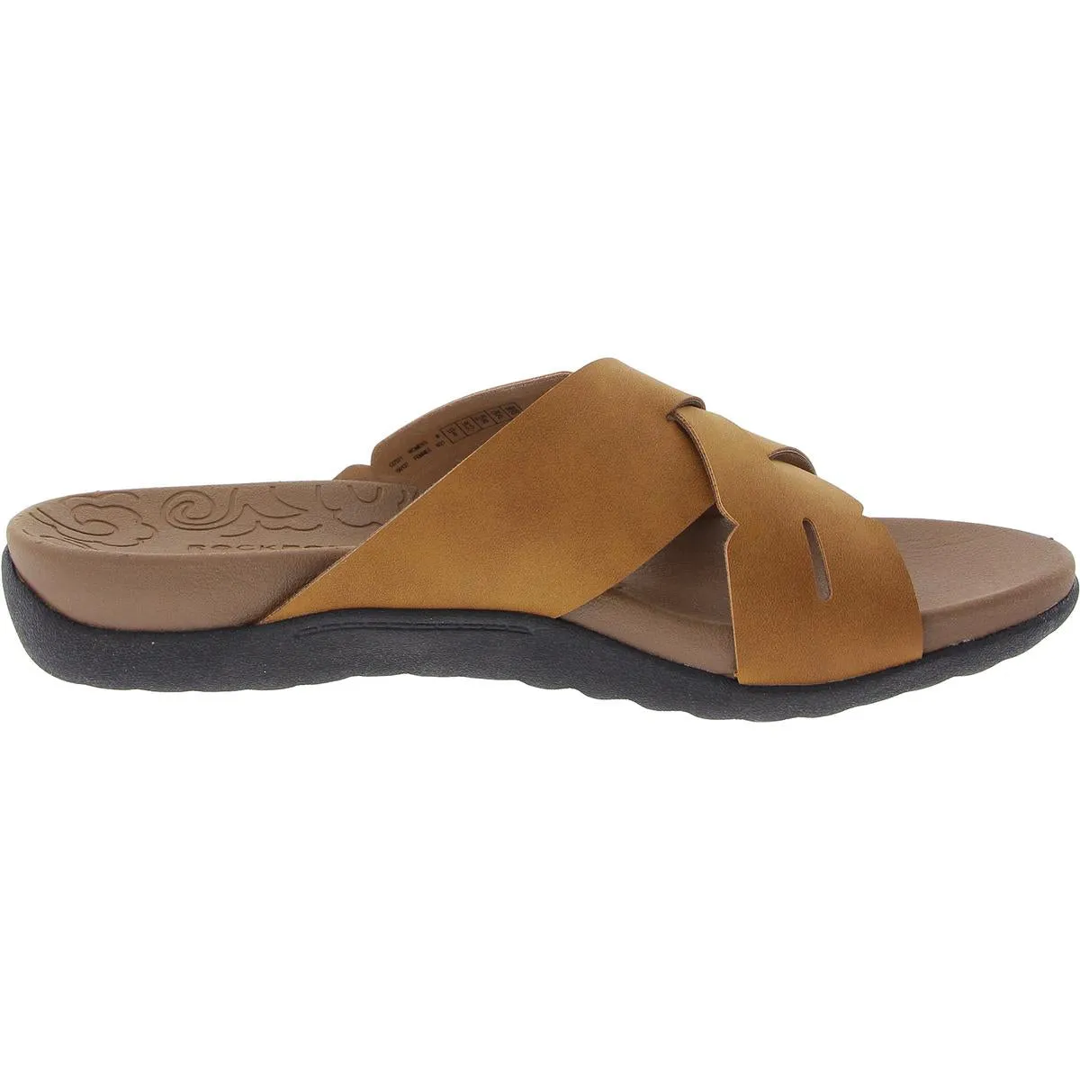 Womens Criss-Cross Faux Leather Slide Sandals