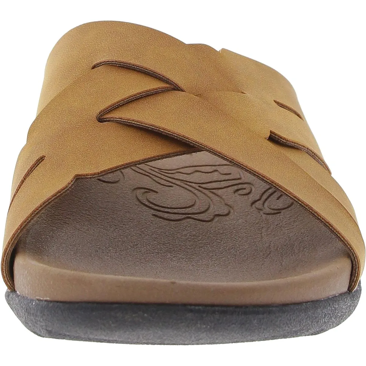 Womens Criss-Cross Faux Leather Slide Sandals