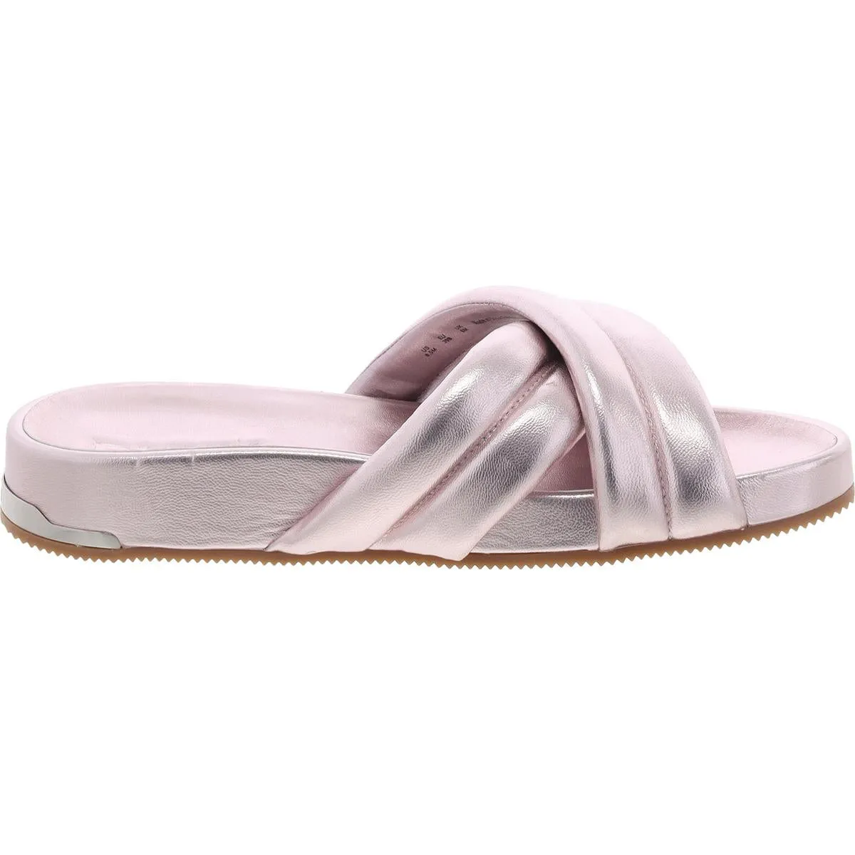 Womens Criss-Cross Faux Leather Slide Sandals