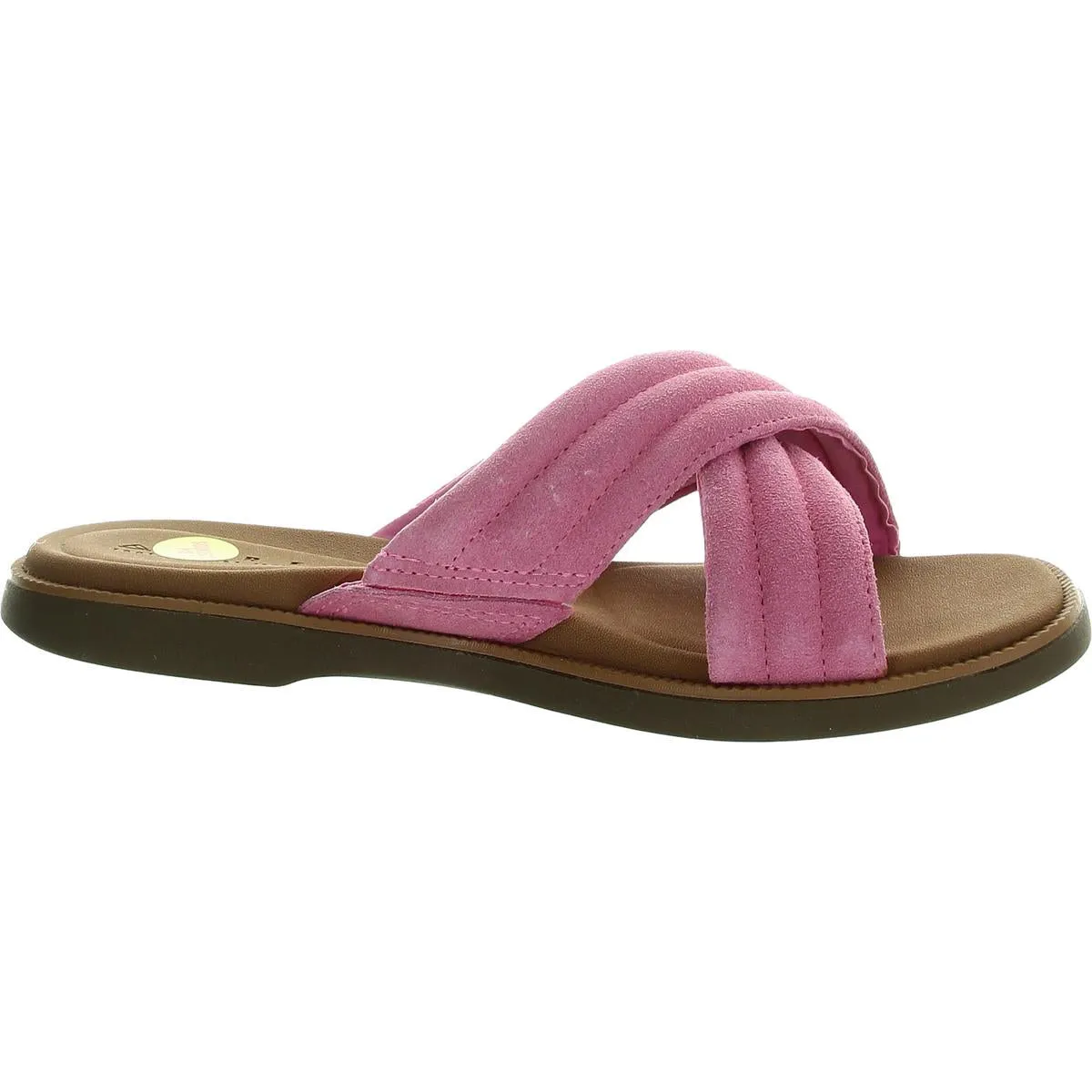 Womens Criss-Cross Leather Slide Sandals