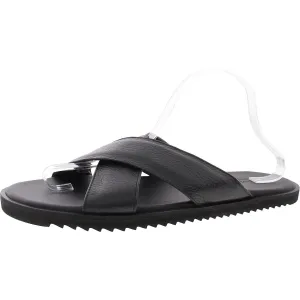 Womens Criss-Cross Leather Slide Sandals