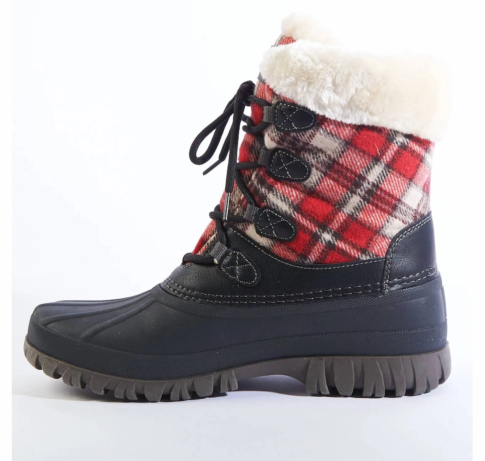 Women's Cuddle Plaid Boot In Black/ Red Plaid