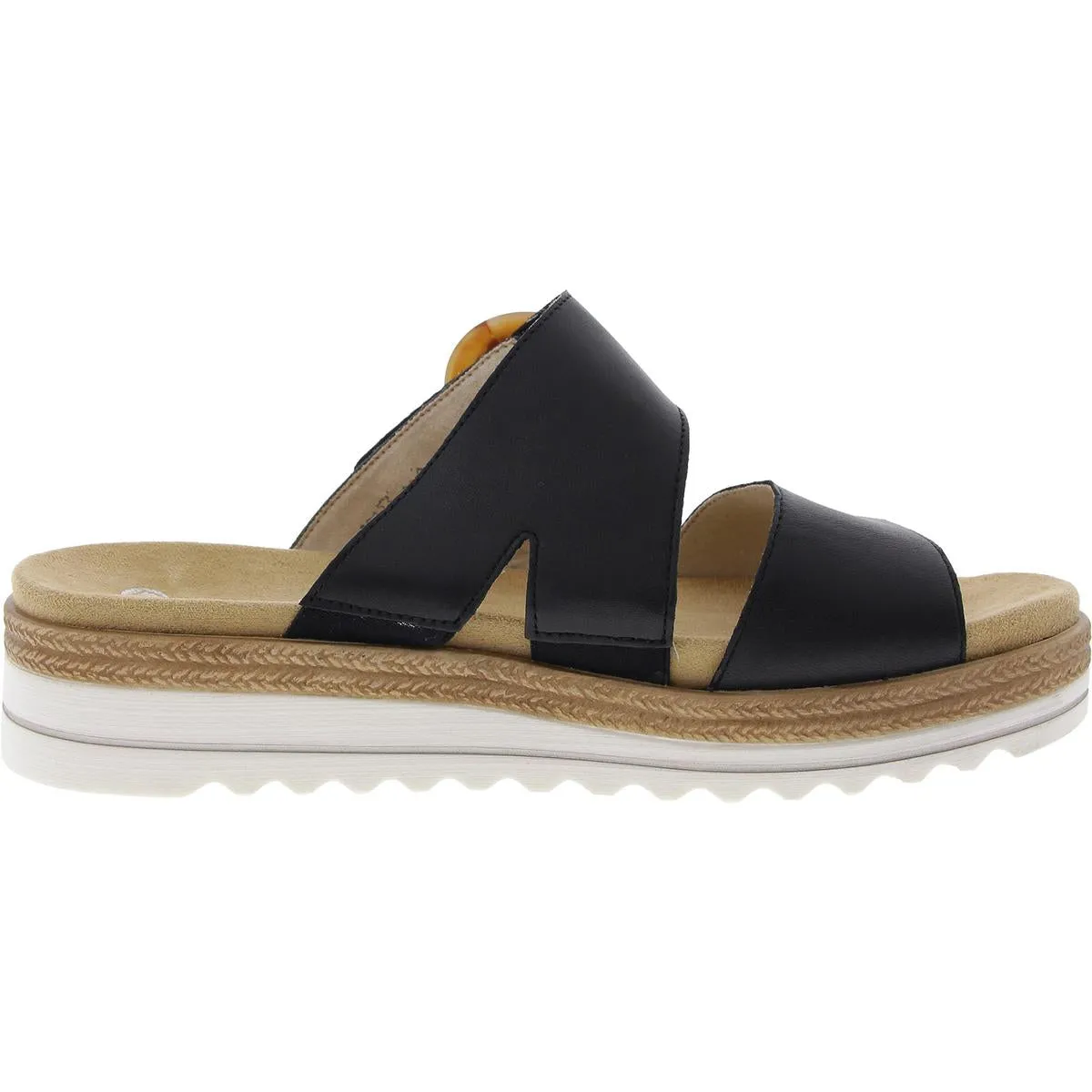 Womens Cushioned Footbed Leather Platform Sandals