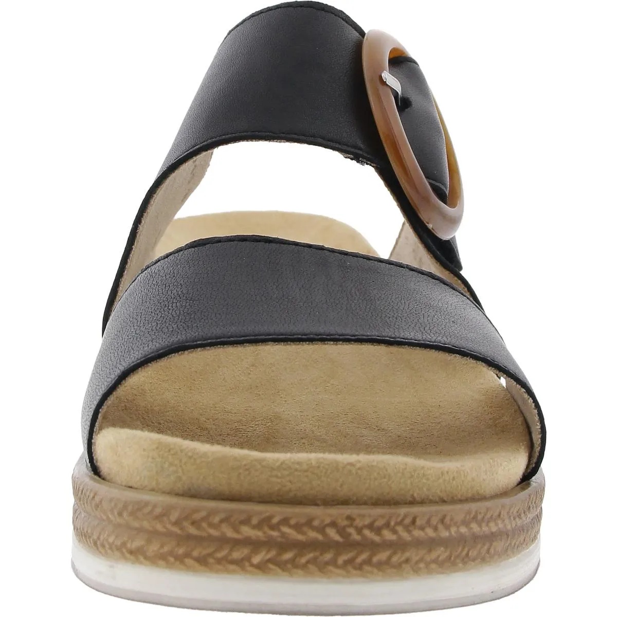 Womens Cushioned Footbed Leather Platform Sandals