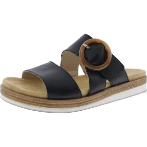 Womens Cushioned Footbed Leather Platform Sandals