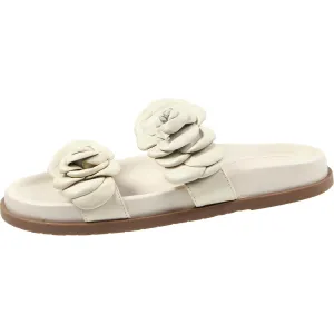 Womens Embellished Faux Leather Flatform Sandals
