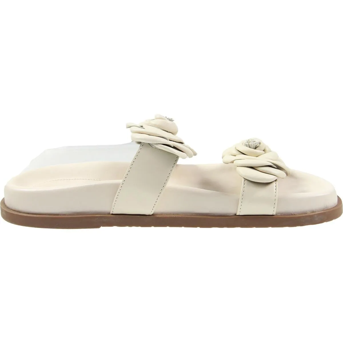 Womens Embellished Faux Leather Flatform Sandals