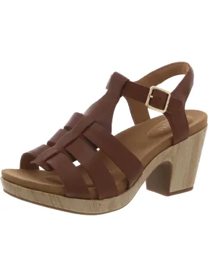 Womens Faux Leather Almond toe Block Heel