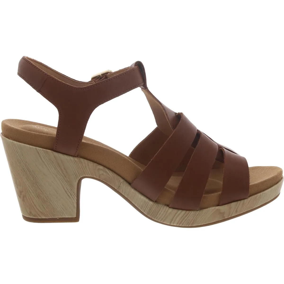 Womens Faux Leather Almond toe Block Heel