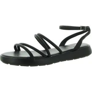 Womens Faux Leather Ankle Strap Flatform Sandals