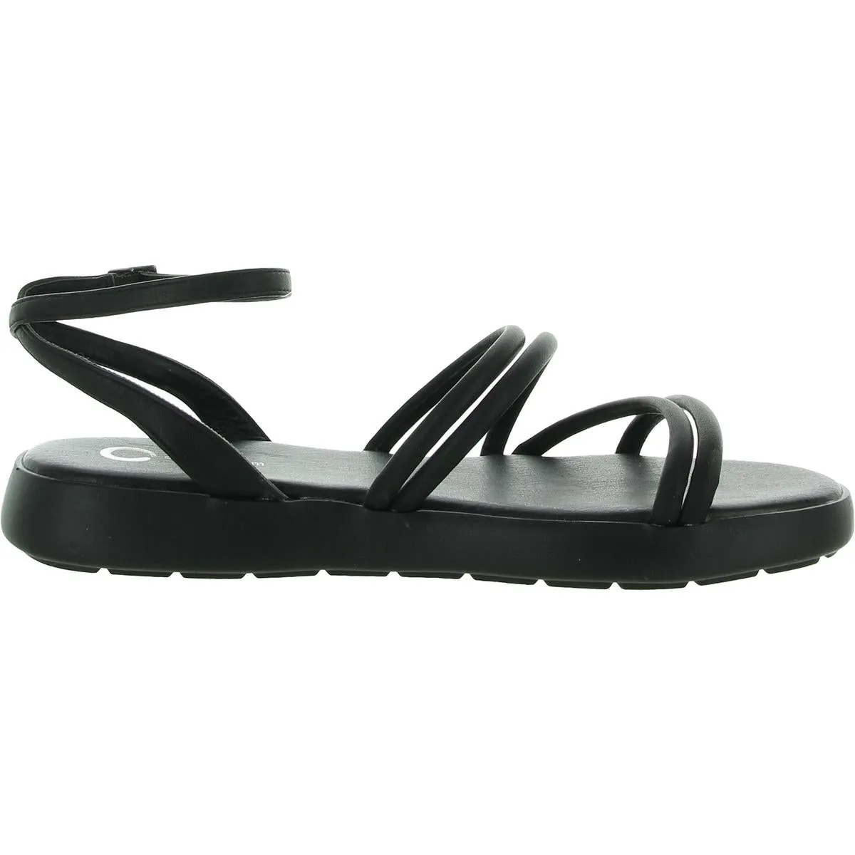 Womens Faux Leather Ankle Strap Flatform Sandals